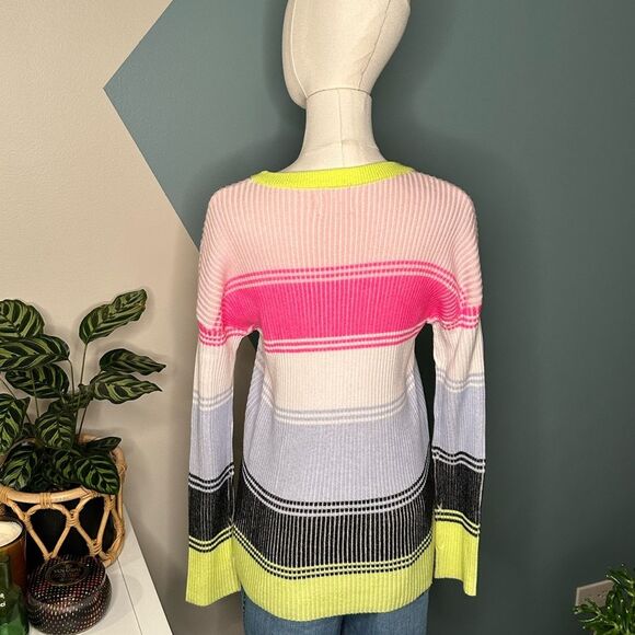 WISPR By Brodie Neon Pastel Colorblock Ribbed Knit Crewneck Striped Sweater M - Picture 5 of 10
